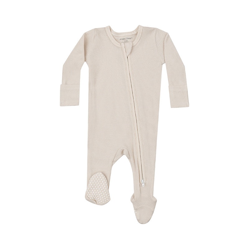 Waffle 2 Way Zipper Footie – Oatmeal