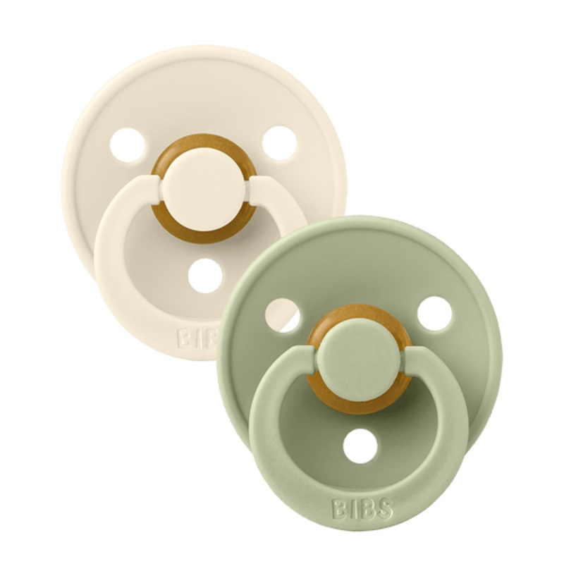 BIBS Pacifier Colour 2 PACK Latex Size 1 Symmetrical Ivory/Sage