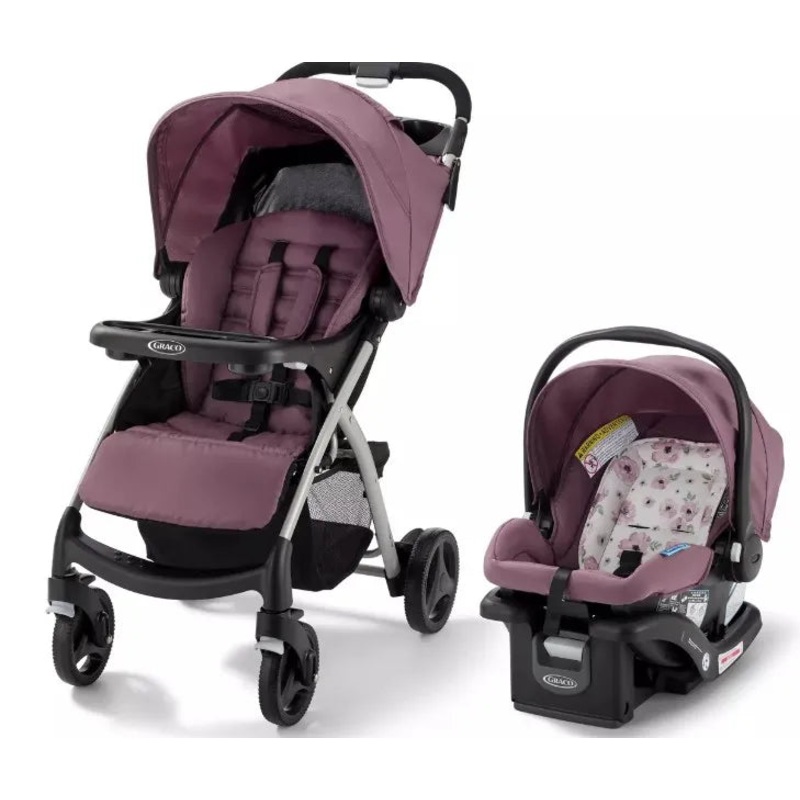 Verb Click Connect Travel System with SnugRide Infant Car Seat – Pink/Black