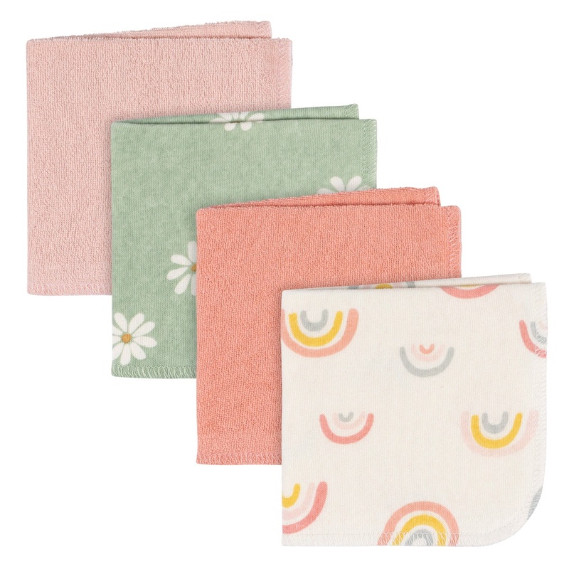 4-Pack Baby Girls Rainbow Terry Washcloths