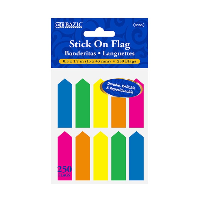 BAZIC 25 Ct. 0.5″ X 1.7″ Neon Color Arrow Flags (10/Pack)