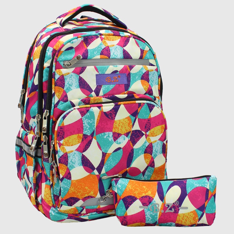 Multicolored 20 Inches Backpack + Pencil Case
