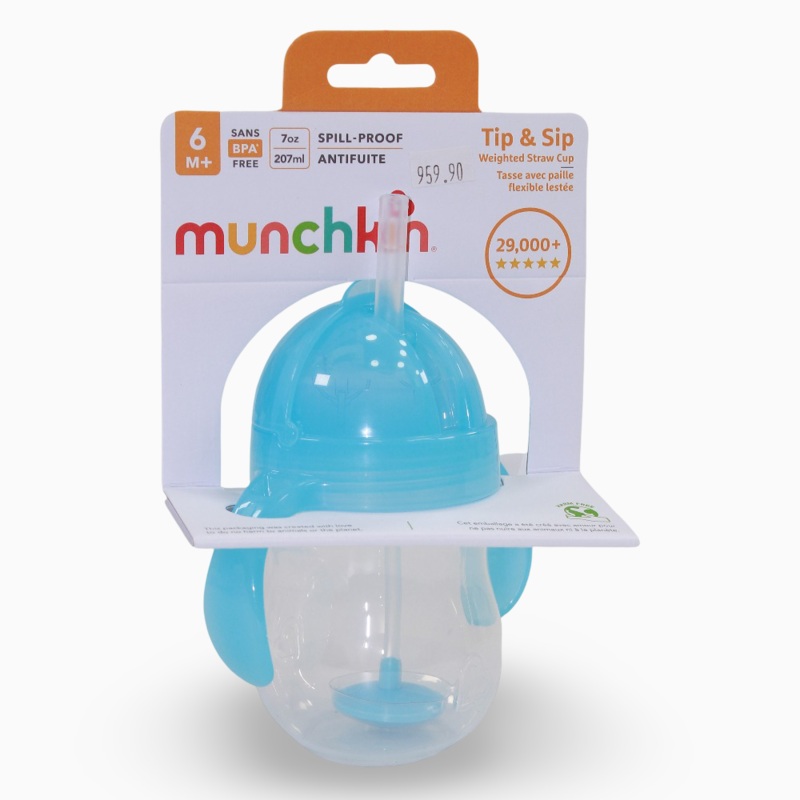 Munchkin Any Angle Click Lock Weighted Straw Trainer Cup 7 oz – Blue 6 months +