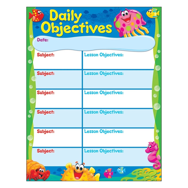 Daily Objectives Sea Buddies Learning Chart