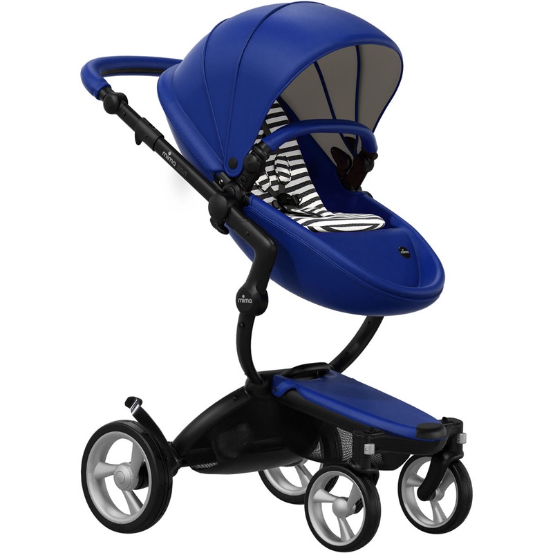 Mima Xari Complete Stroller, Black – Royal Blue / Black & White