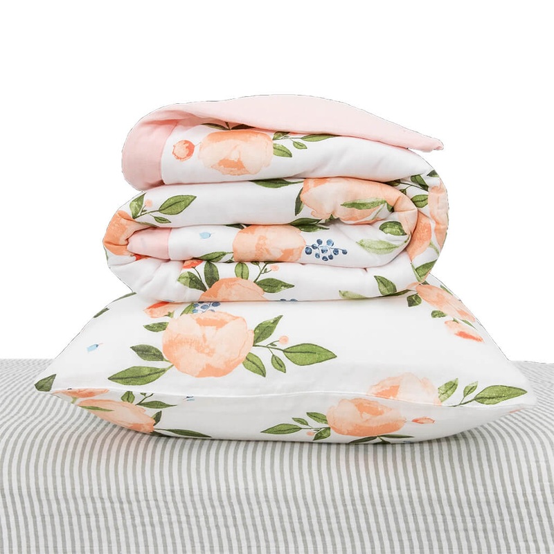 Muslin Toddler Bedding Set Watercolor Roses