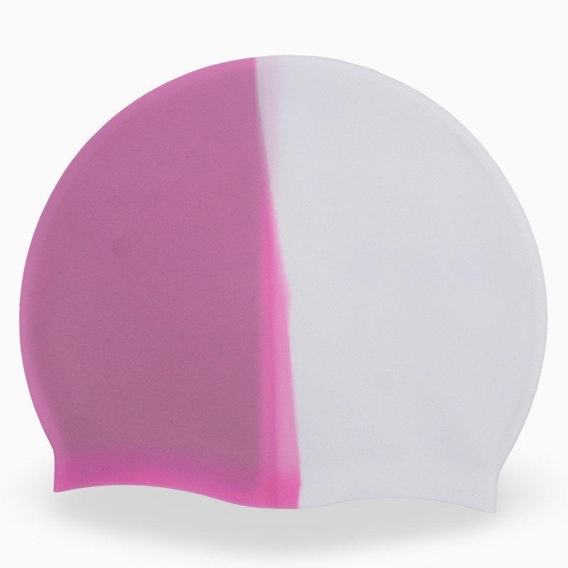 Silicone Swim Cap for Kids  Pink & White