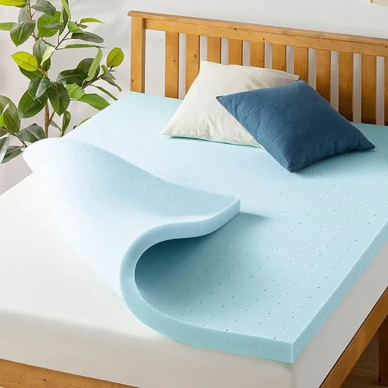 2.5 Inch Ventilated Memory Foam Mattress Topper Short Queen – Blue