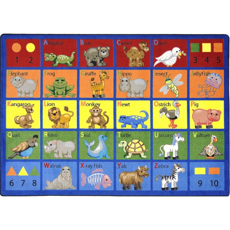 Animal Phonics 7’8″ x 10’9″ area rug in color Multi
