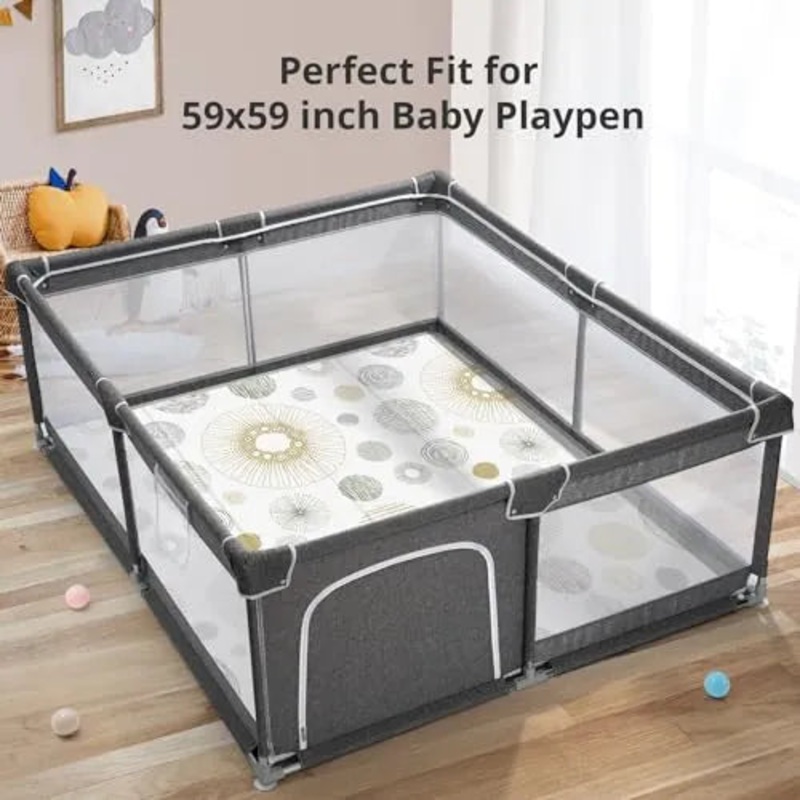 Baby Play Mat for 59”x 59”Playpen,Reversible,Circle