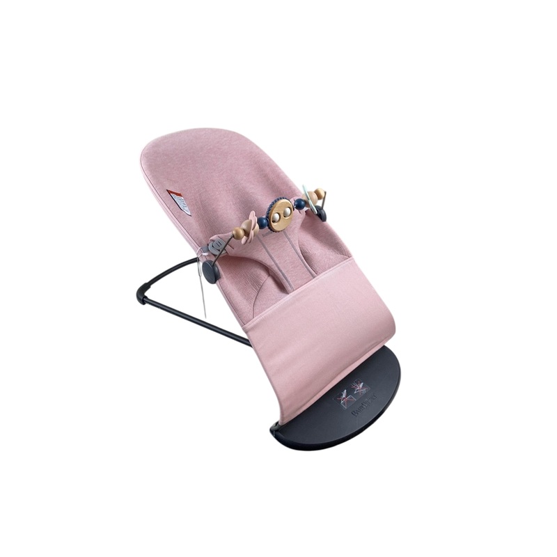 BabyBjorn Bouncer Bliss Bundle With Toy Bar, Googly Eyes Pastels, Black Frame, Light Pink 3D Jersey
