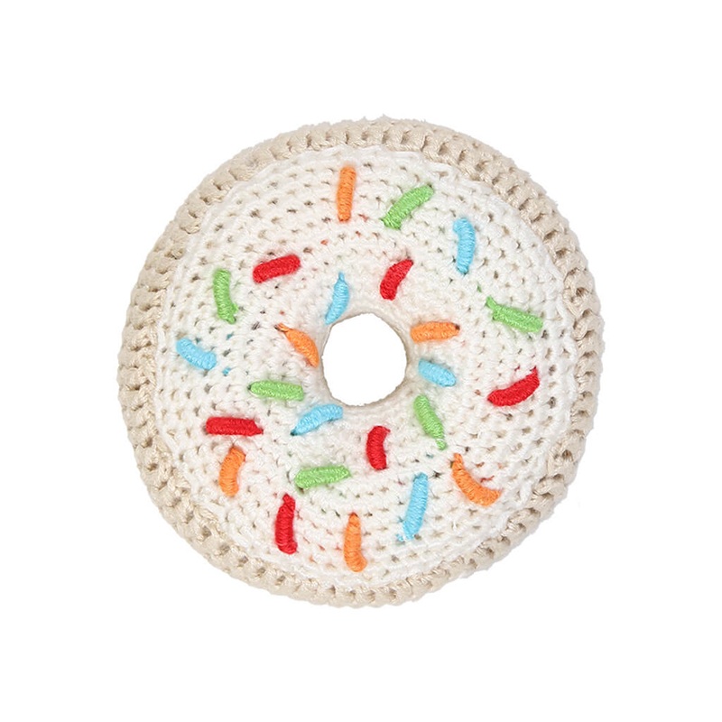 Crochet Rattle Donut White