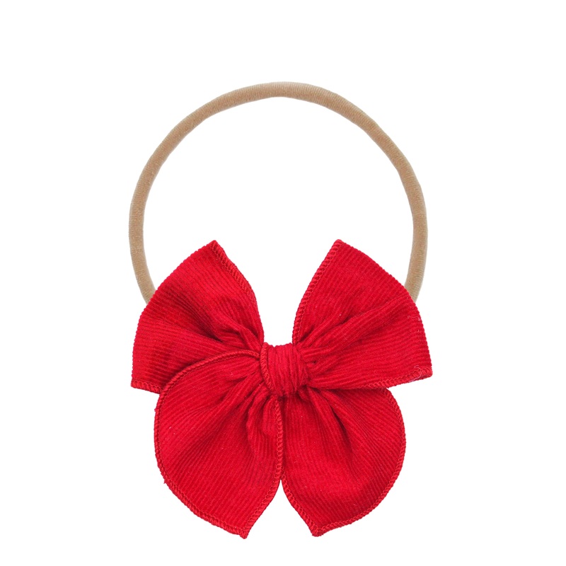 Heirloom Bow – Red Corduroy Headband