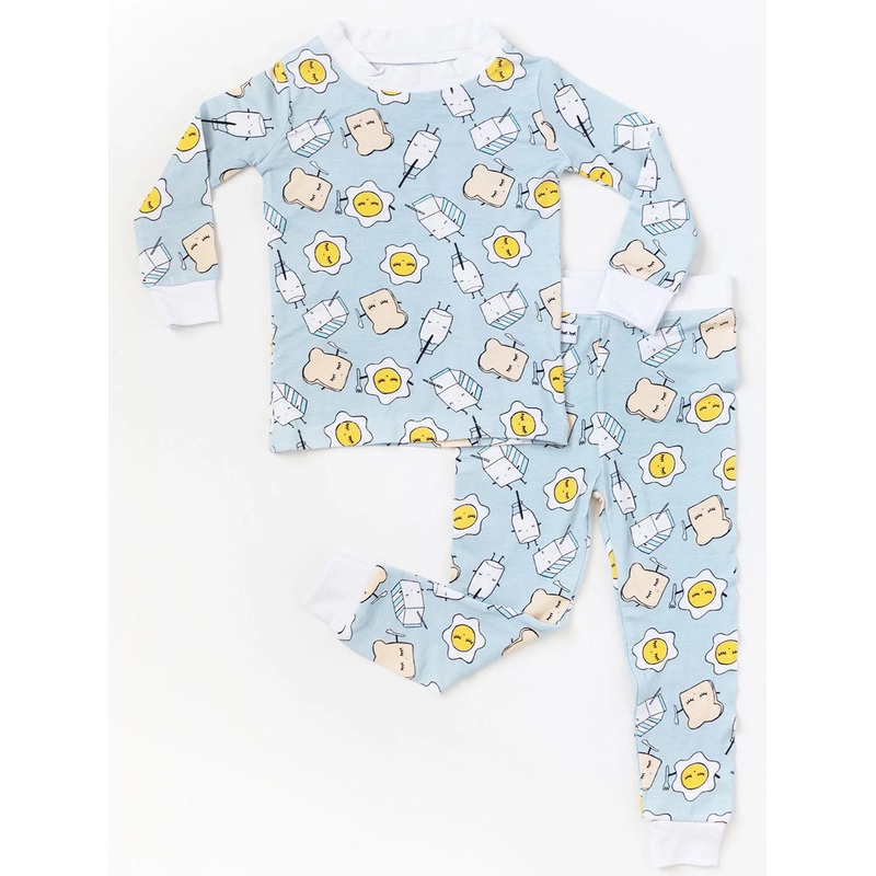 Little Sleepies Two-Piece Bamboo Viscose Pajama Set – Pink Breakfast Buddies, 2T