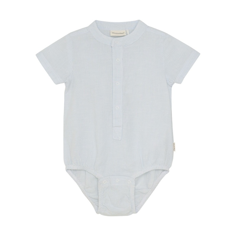 Minymo – Short Sleeve Woven Bodysuit – Sky Pinstripe
