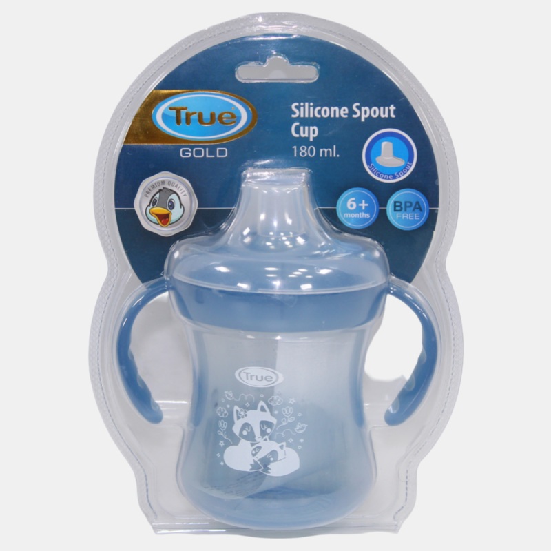True Gold Training Cup with Silicone Spout & Lid  180ml Baby Blue (6+ months)