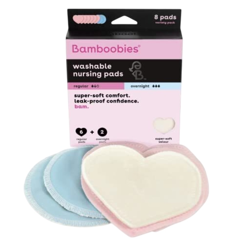 Bamboobies Regular and Overnight washable Nursing Pad, 8ct