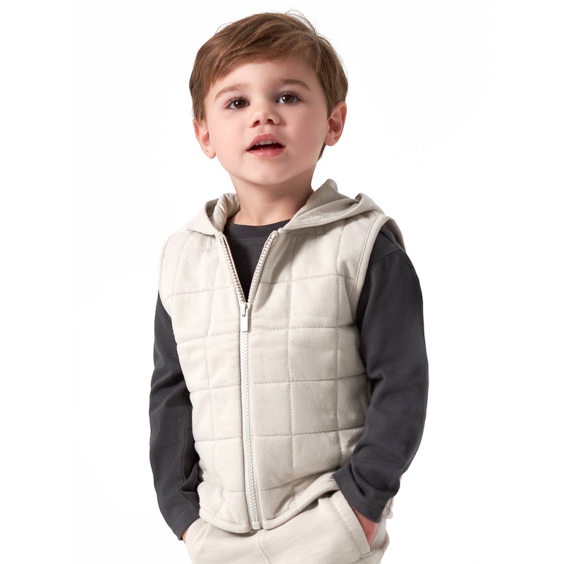 Infant & Toddler Boys Taupe Quilted Hooded Vest