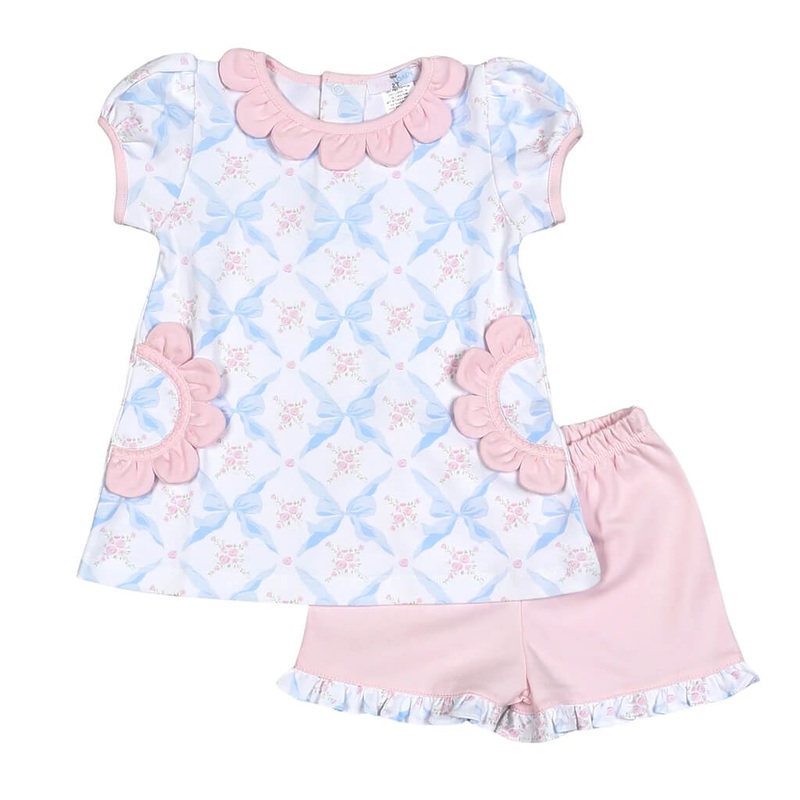 Pima Short Set Blue Bows