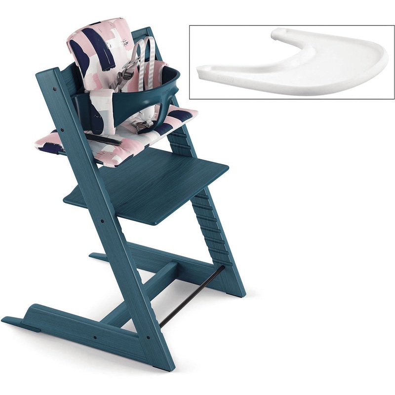 Tripp Trapp High Chair and Cushion with Stokke Tray — Midnight Blue