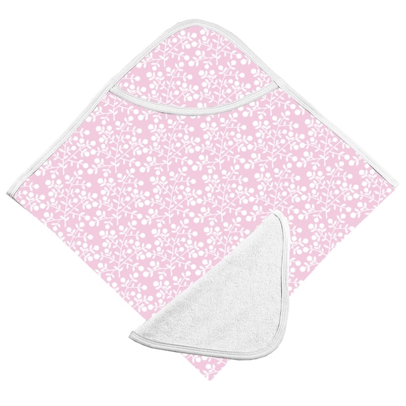 Kushies Hooded Towel & Washcloth – Pink Berries