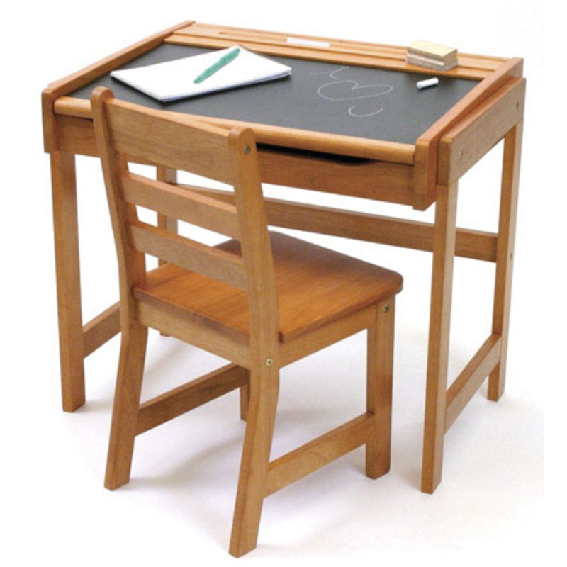 Lipper International Child’s Chalkboard Desk and Chair Set – Natural Acacia