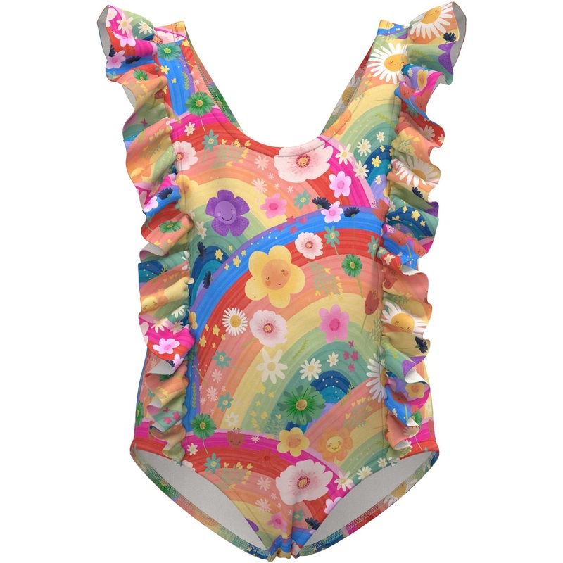 Milktology Rainbow Flowers Ruffle Swimsuit