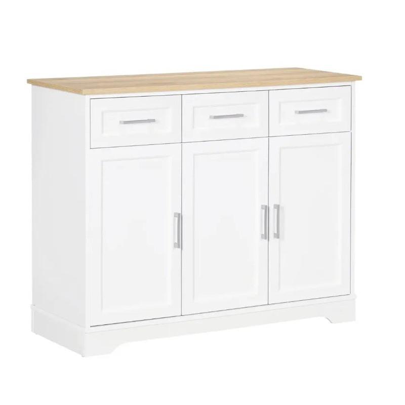 Modern Kitchen Sideboard Buffet Cabinet with Storage, Kitchen Island – White