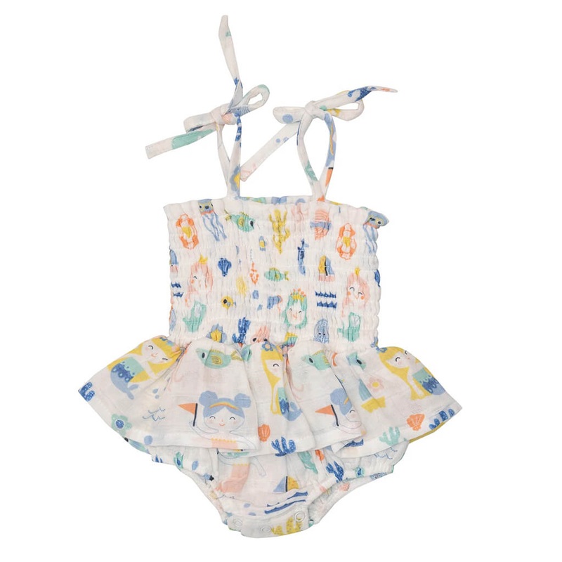 Smocked Bubble with Skirt Sea U Mermaids 6-12M