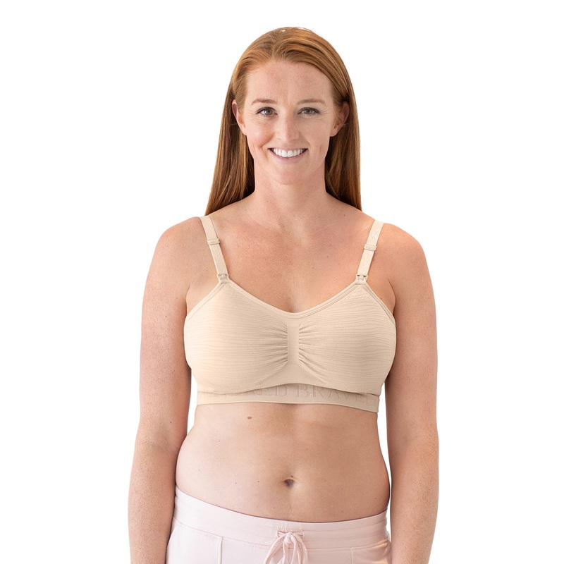 Sublime Hands-Free Pumping & Nursing Sports Bra – Beige – Busty