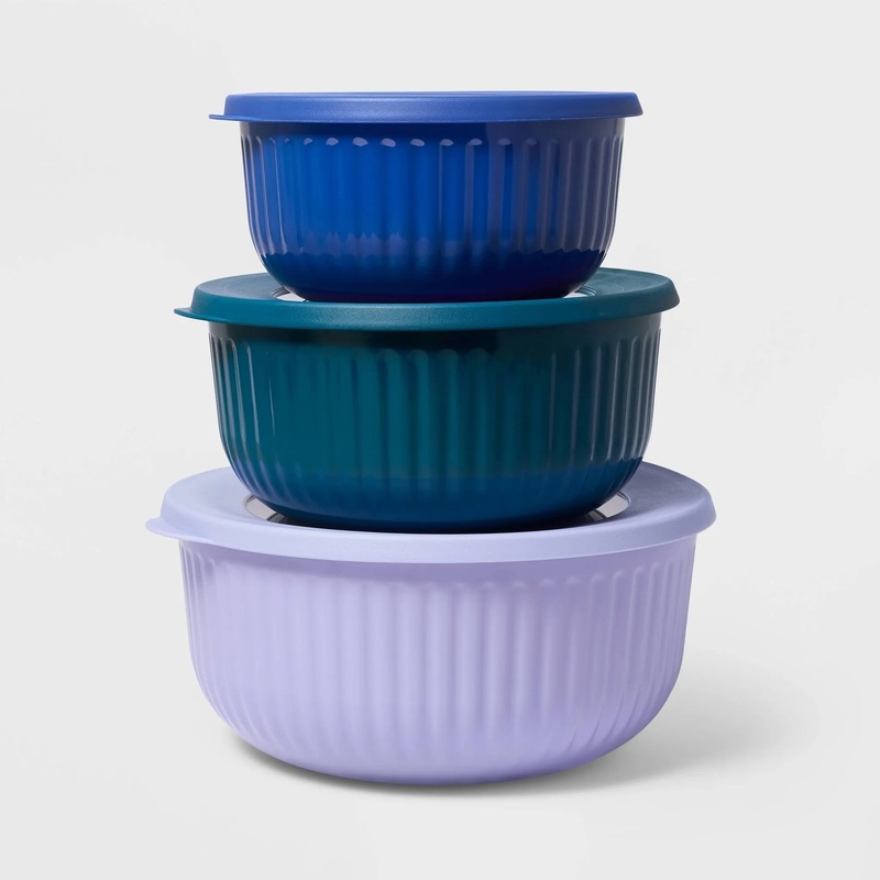 6pc (set of 3) Melamine Mixing Bowl Set Purple/Blue (See Description)