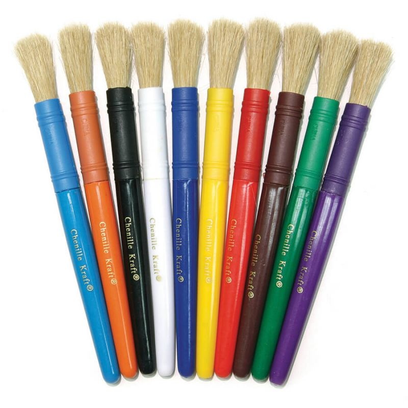 Beginner Paint Brushes 7″ Long, 10 Brushes, Assorted Colors