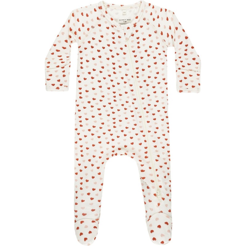 Quincy Mae Bamboo Zip Footie || Valentines