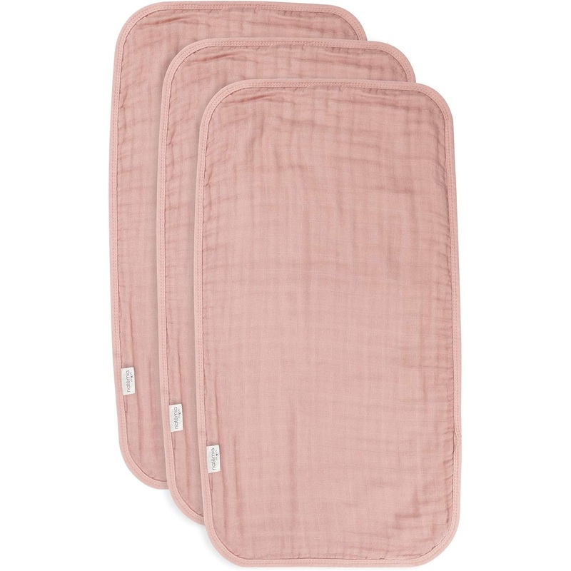 Natemia Muslin Burp Cloths Set 3-Pack, Misty Rose