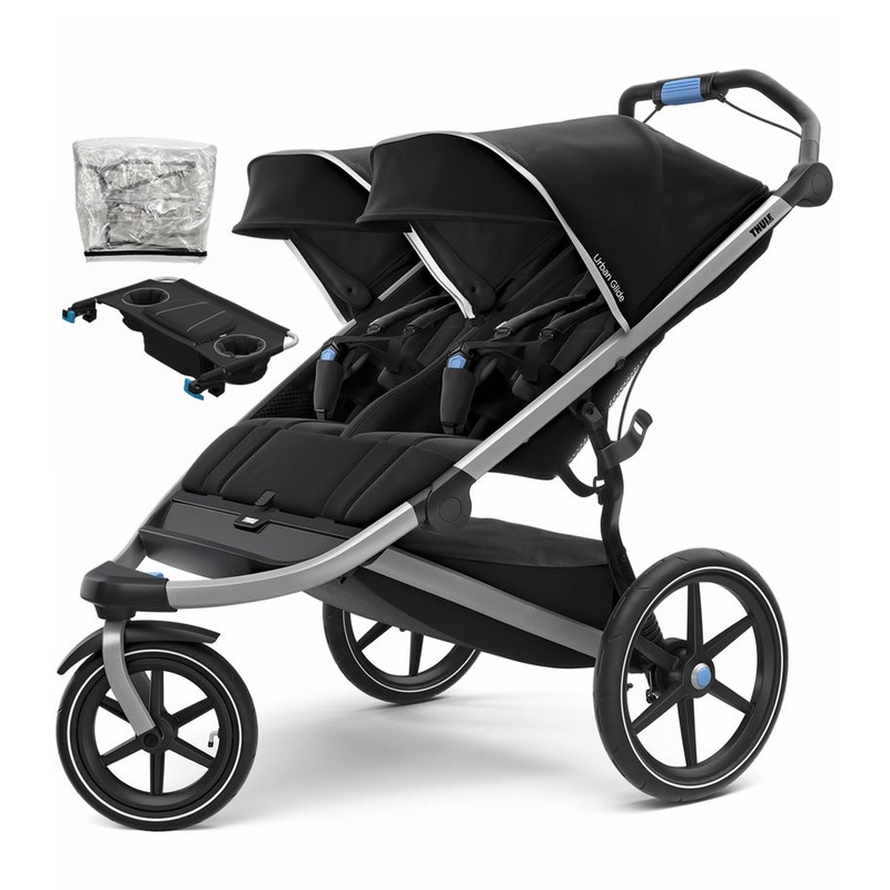 Thule Urban Glide 2 Double Jogging Stroller + Accessory Set – Black