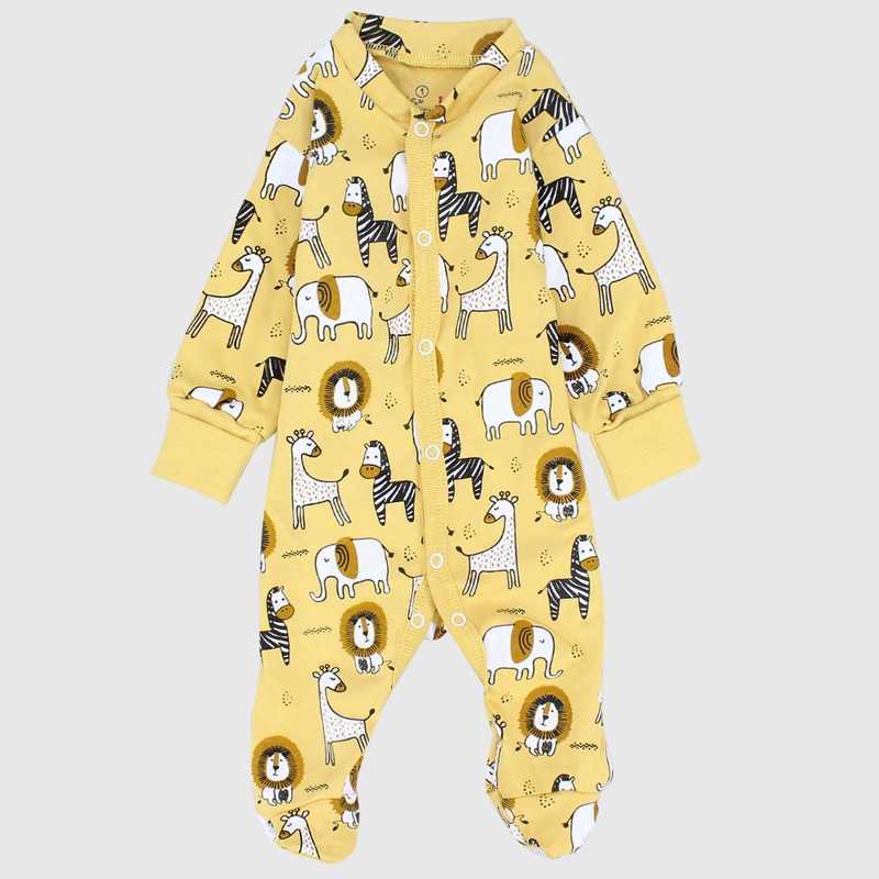 Wild Animals Long-Sleeved Baby Footie