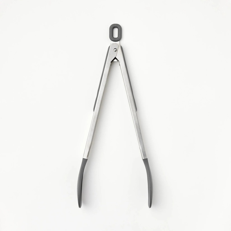 12″ Stainless Steel Tong with Silicone Tip Dark Gray