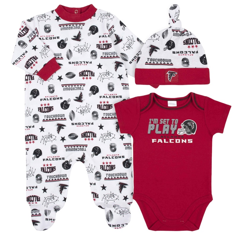 Atlanta Falcons 3-Piece Baby Boys Bodysuit, Sleep ‘N Play, and Cap Set