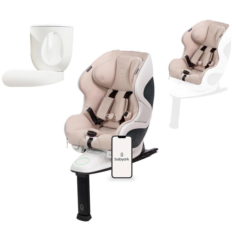 Babyark Smart Convertible Car Seat + Exta Cover + Cup Holder Foodie Bundle – Eggshell White / Moonlight
