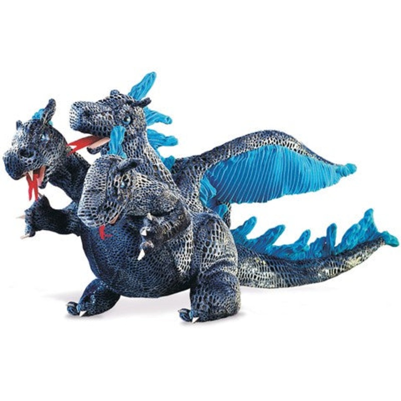 Blue Three-Headed-Dragon Puppet