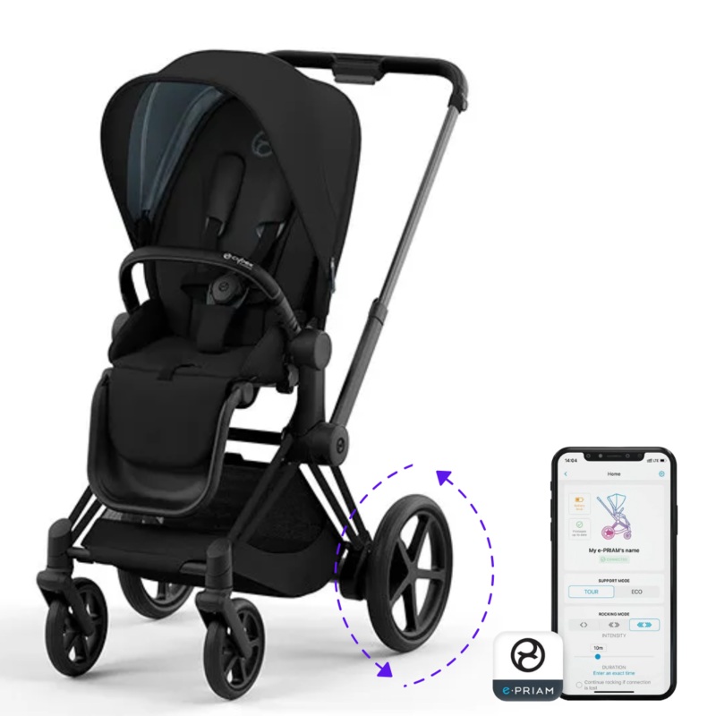 ePriam 2 Electric Stroller- Matte Black Frame/ Deep Black