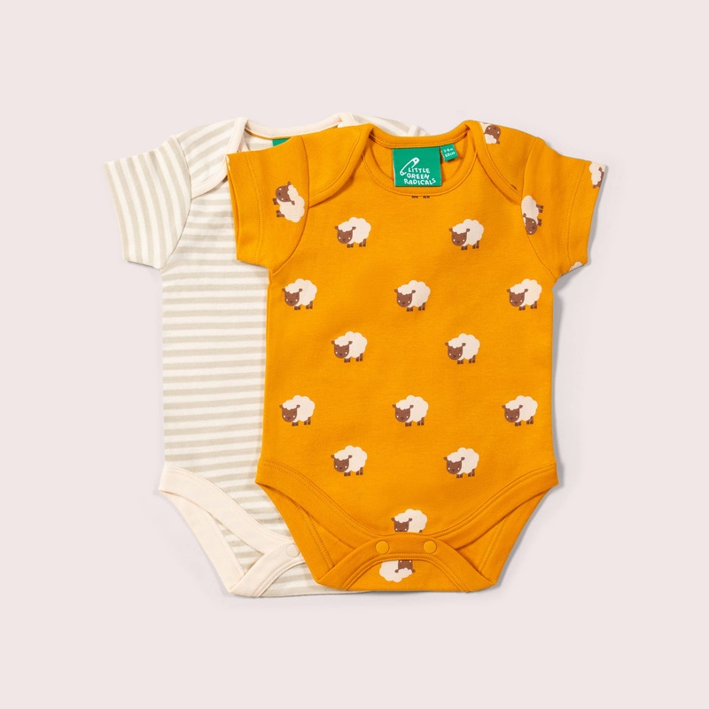 Little Green Radicals – Counting Sheep Organic Baby Bodysuit Set – 2 Pack