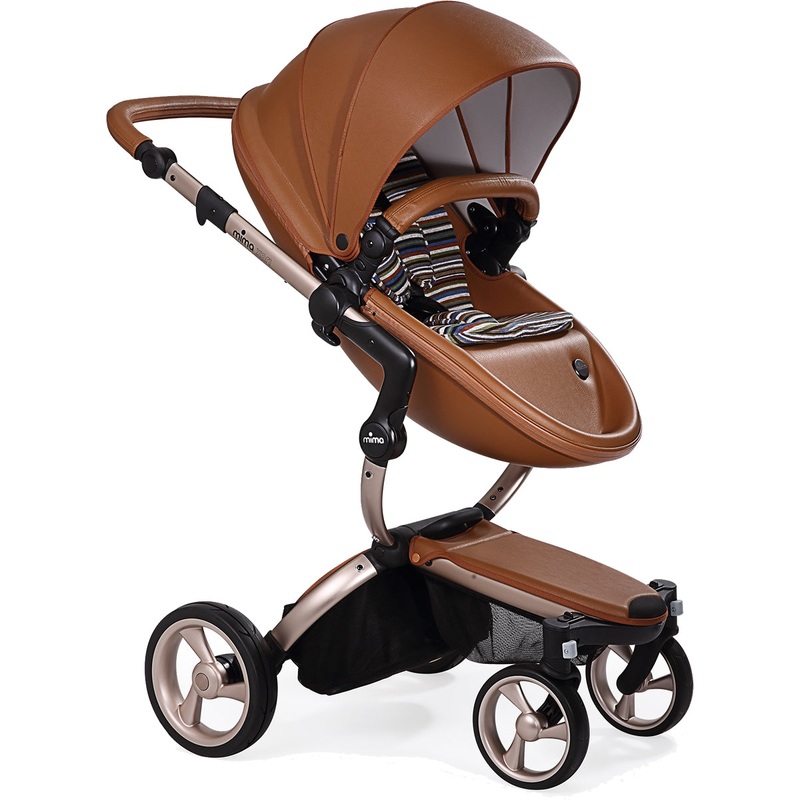 Mima 2019 Xari Complete Stroller, Rose Gold – Camel / Autumn Stripes