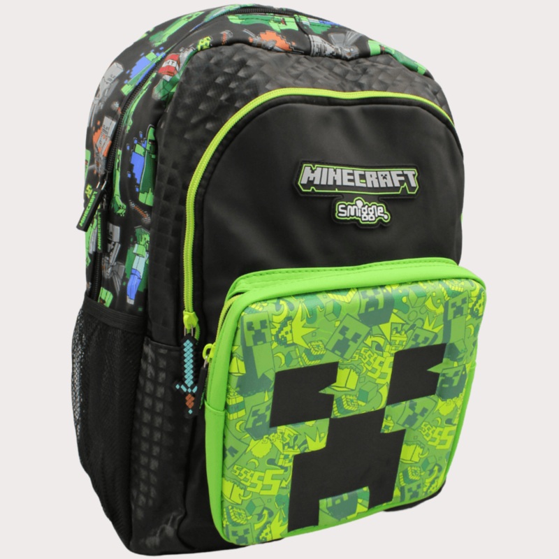 Minecraft Black/Green 17 Inches Backpack