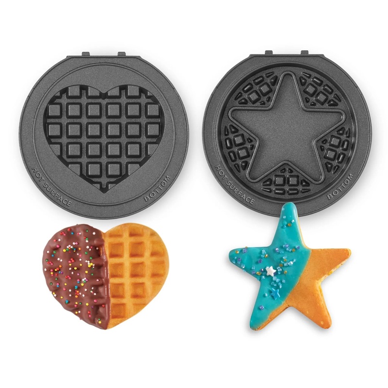 2pc Removable Plate Set Heart & Star Nonstick Waffle Maker