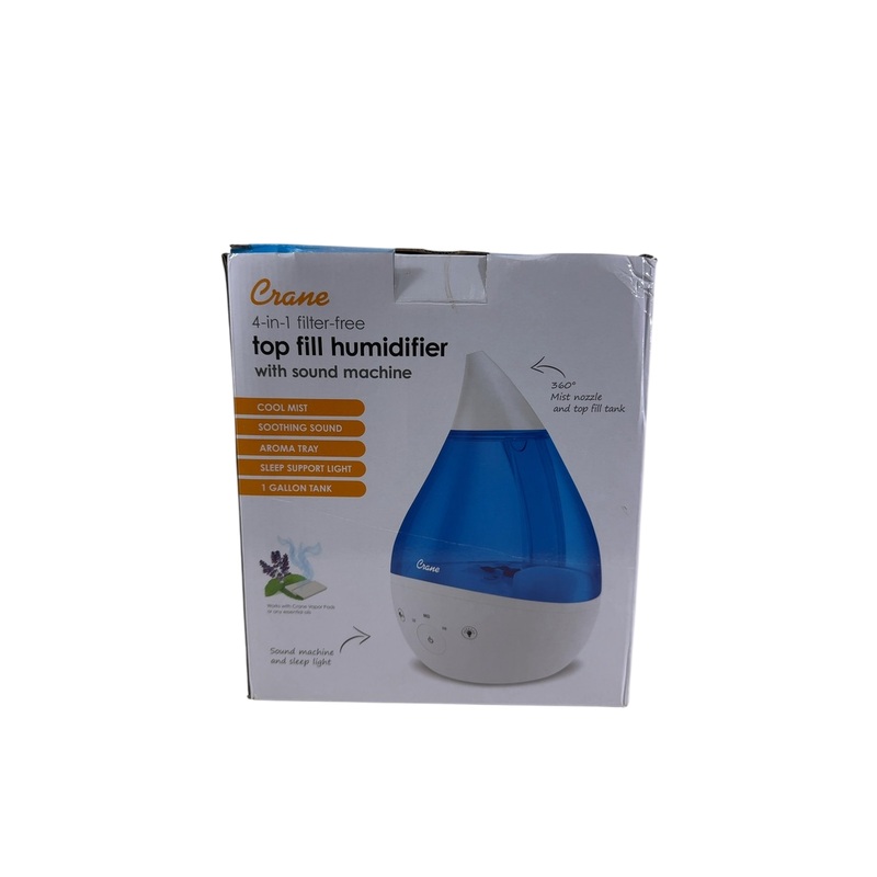 Crane 4-in-1 Drop Ultrasonic Cool Mist Humidifier, Blue & White