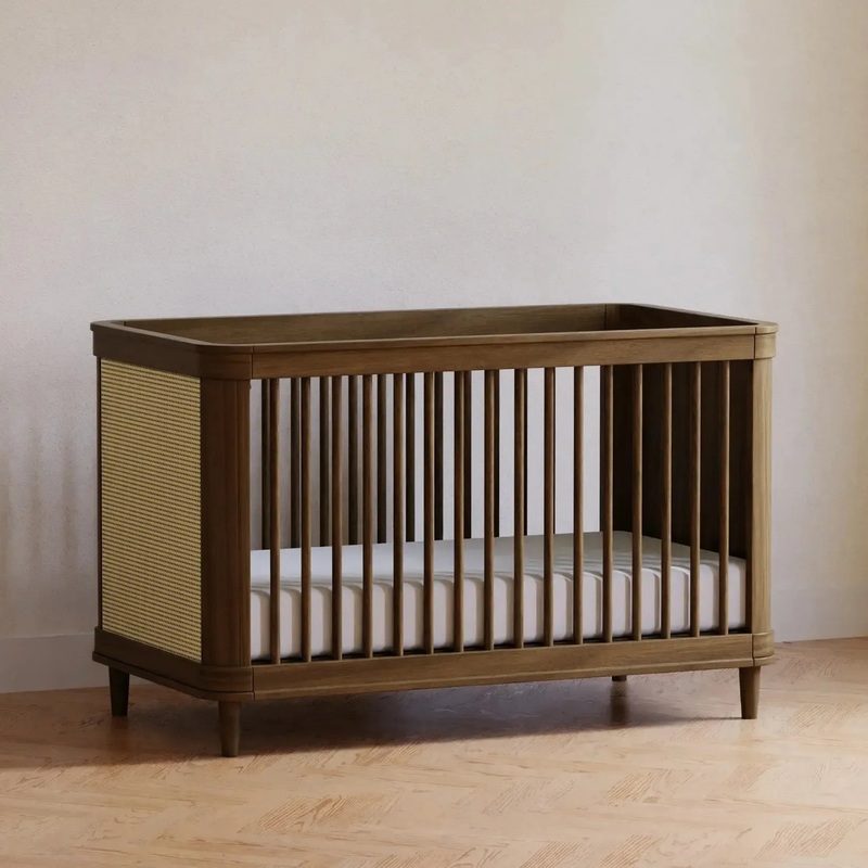 Namesake – Marin Cane 3-in-1 Convertible Crib – Natural Walnut + Blonde Cane