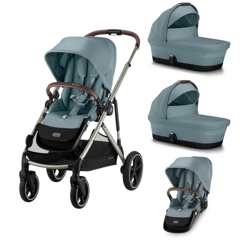 CYBEX Gazelle S Twin Bundle (2 seats, 2 carrycots) – Stormy Blue