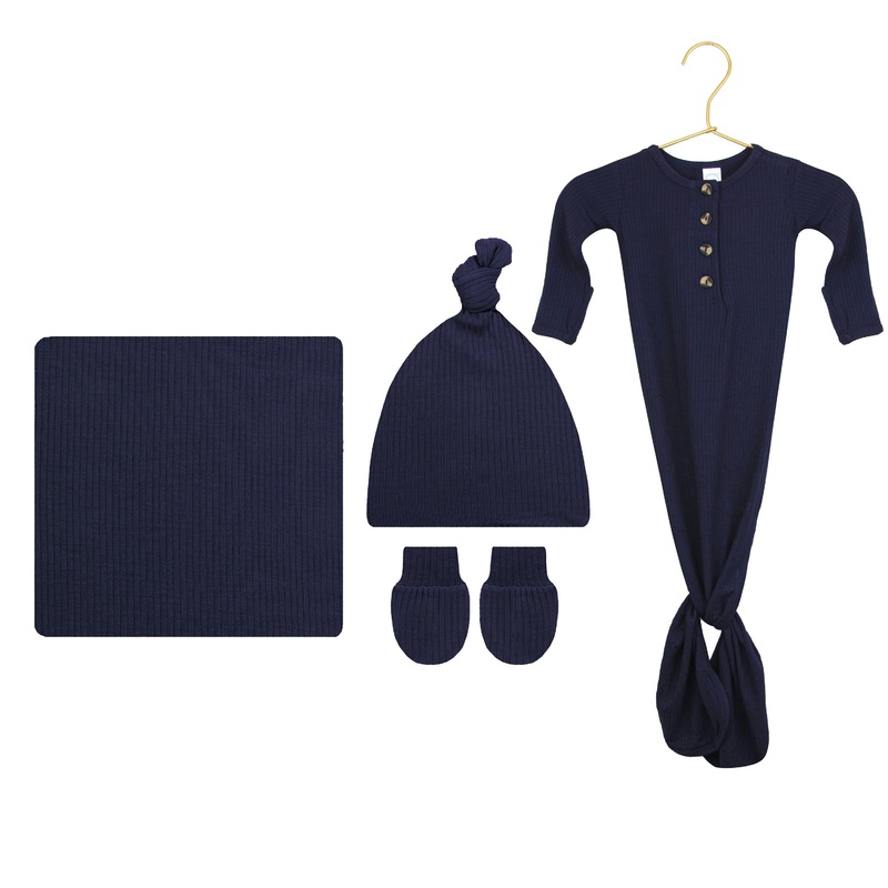 Hayden Ribbed Newborn Hat Bundle (Gown)
