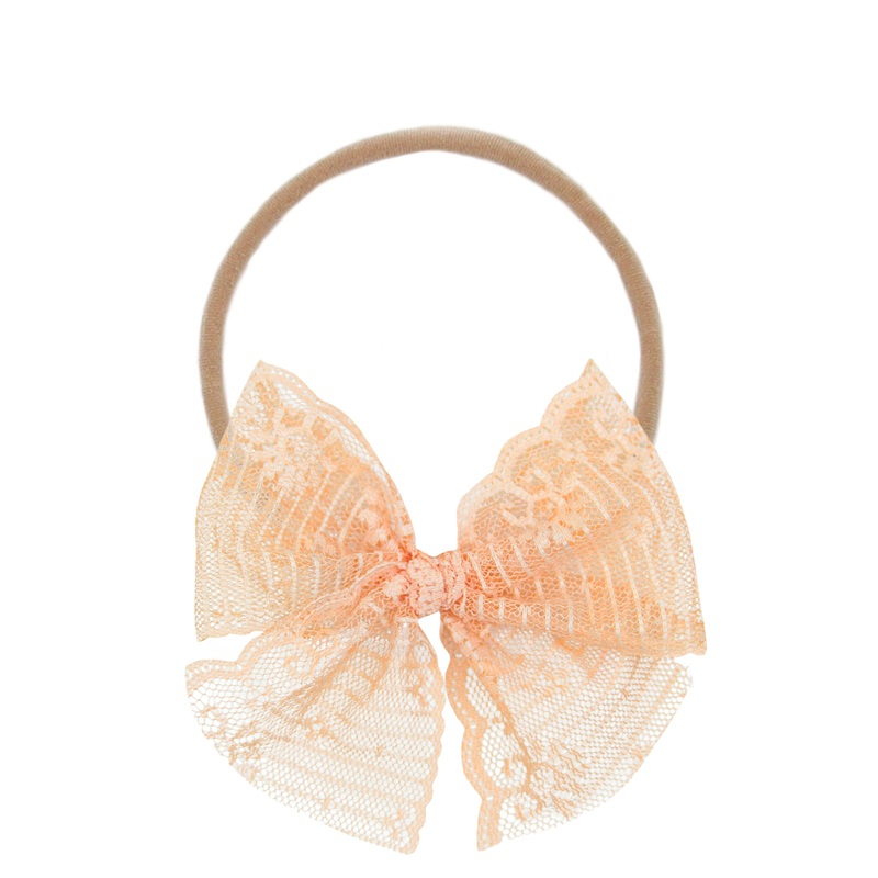 Lace Bow – Peach Headband
